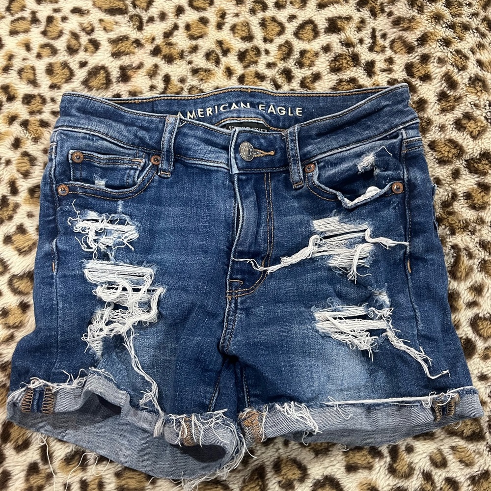 American Eagle Outfitters Ripped Blue Jean Shorts